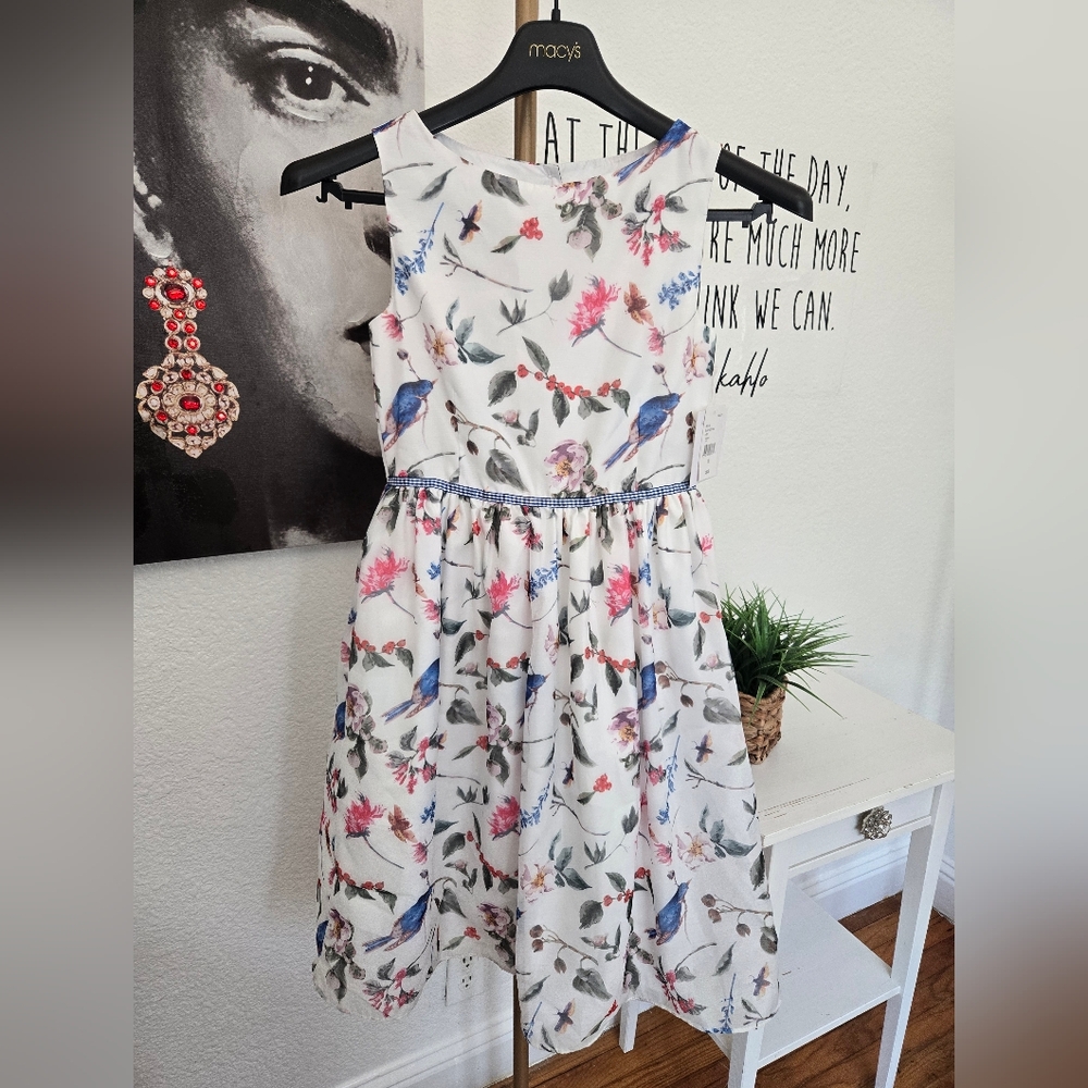 NWT Special Occasion By Marmellata Kids Girls Dress 14 White Floral Print